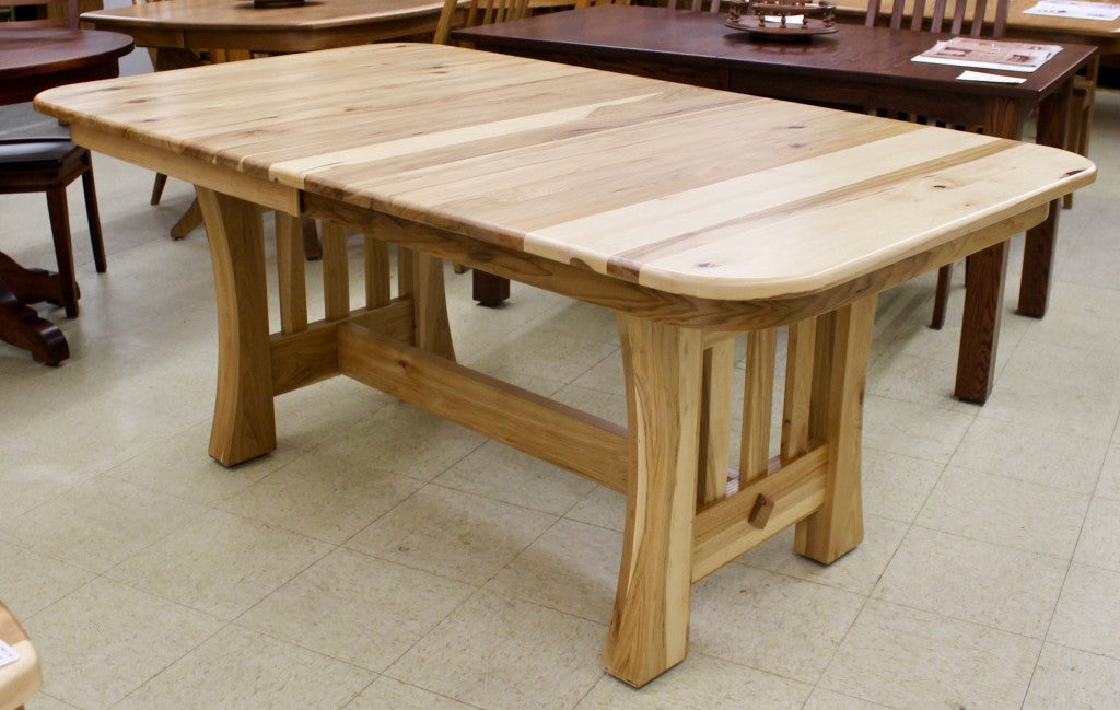 Curved Mission Table in Rustic Hickory
