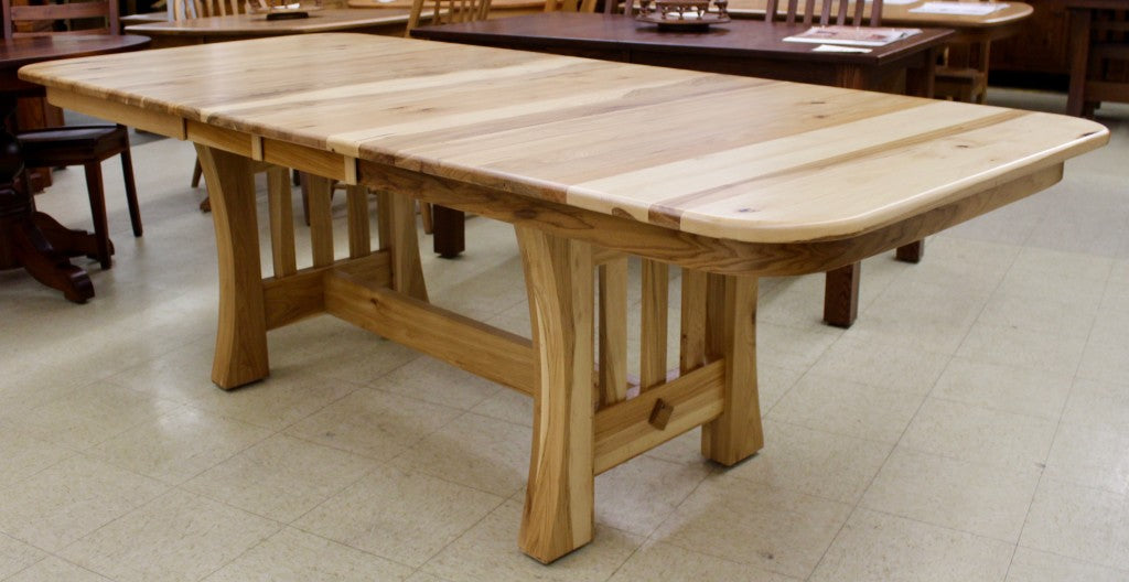 Curved Mission Table in Rustic Hickory
