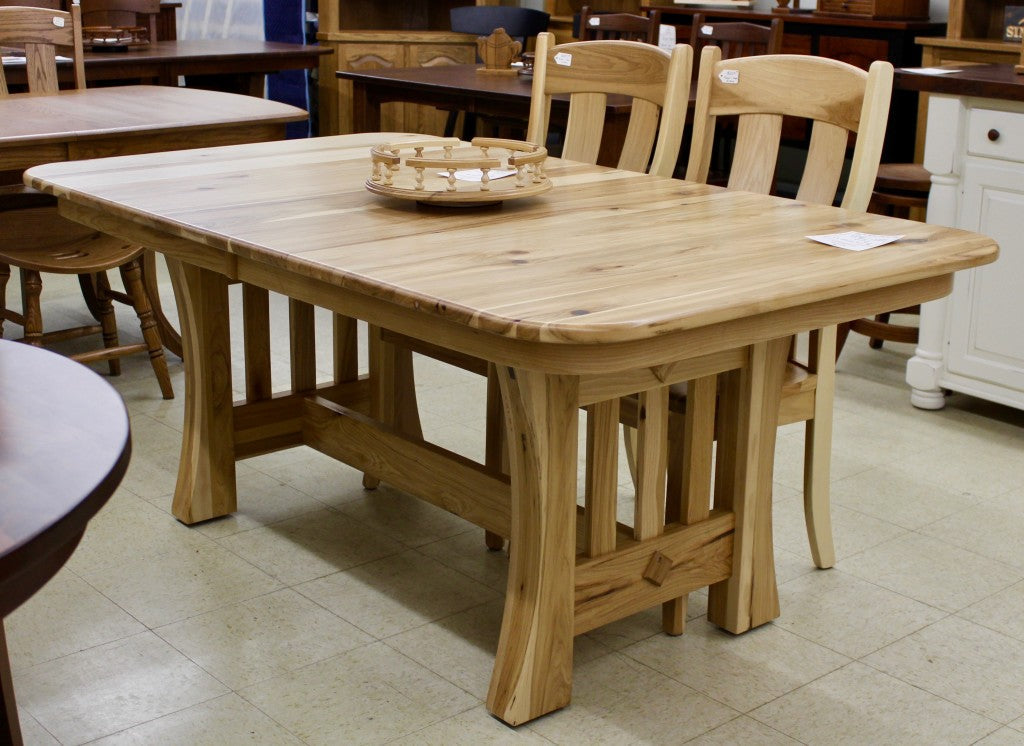 Curved Mission Table in Rustic Hickory