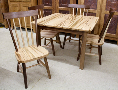 Comb Back Child’s Table with Four Chairs in Wormy Maple & Walnut