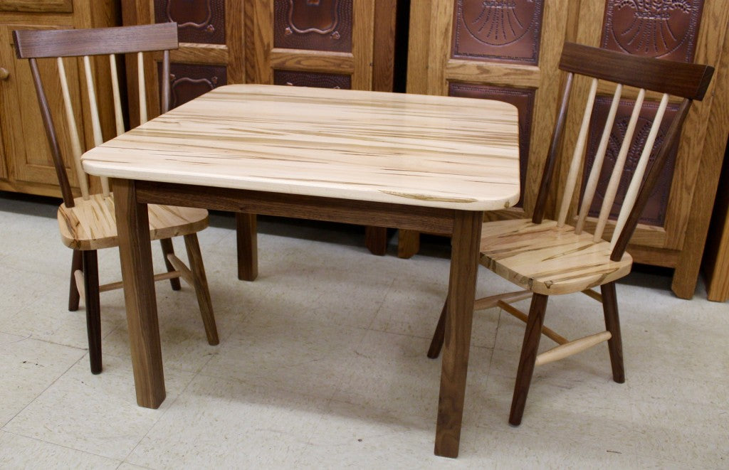 Comb Back Child’s Table with Four Chairs in Wormy Maple & Walnut