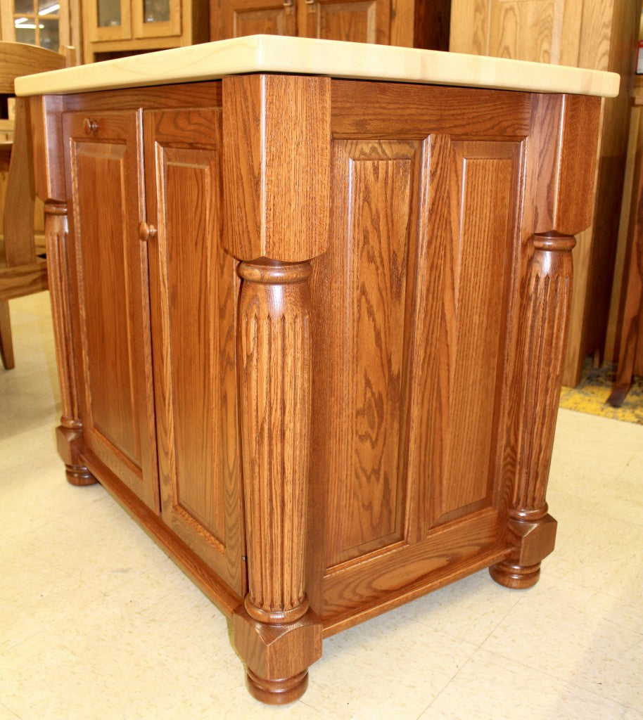 Turned Leg Island With Butcher Block Top