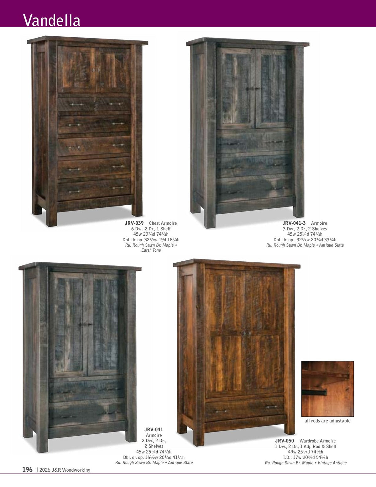 Vandella Armoire; 3 drawers, 2 doors – 45"W