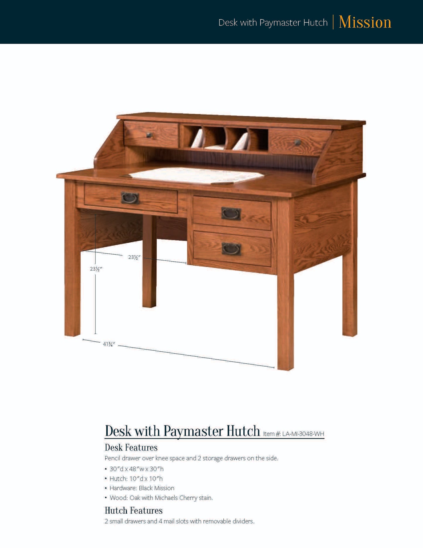 Mission Double Pedestal Desk With Hutch