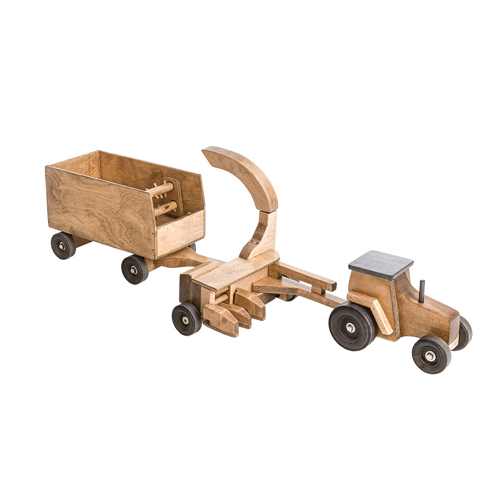 Tractor with Harvester and Forage Wagon Set