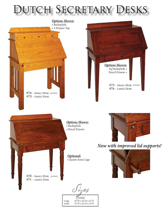 Dutch Secretary Desk – Mission Style with Drawers on Top and Backsplash
