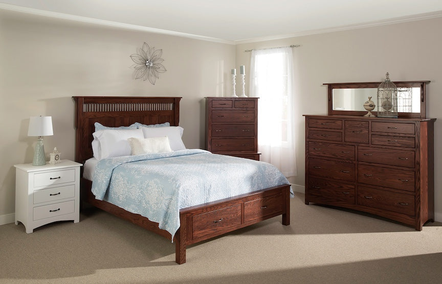 Lancaster Mission Raised Six Drawer Platform Bed