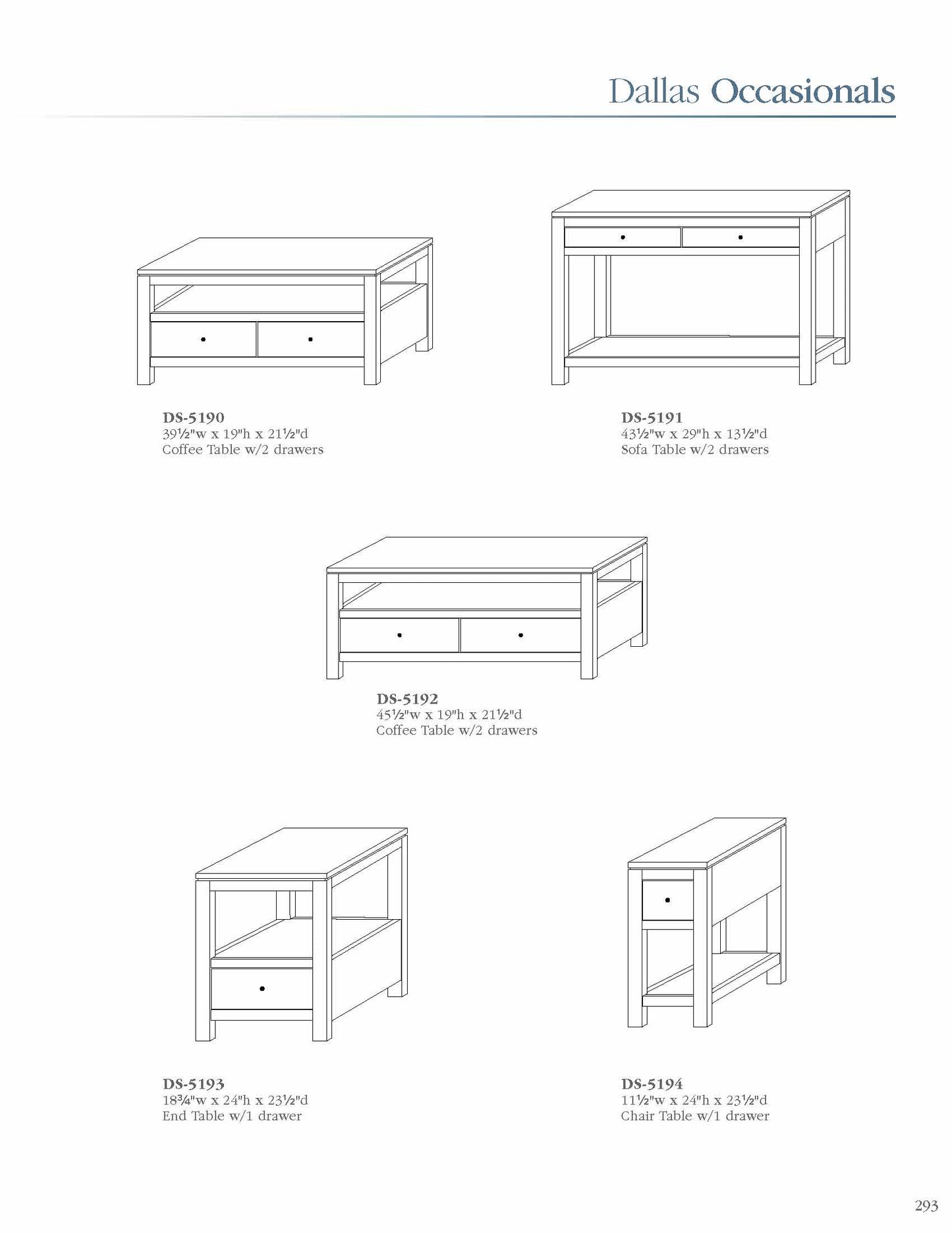 Dallas Sofa Table w/2 Drawers