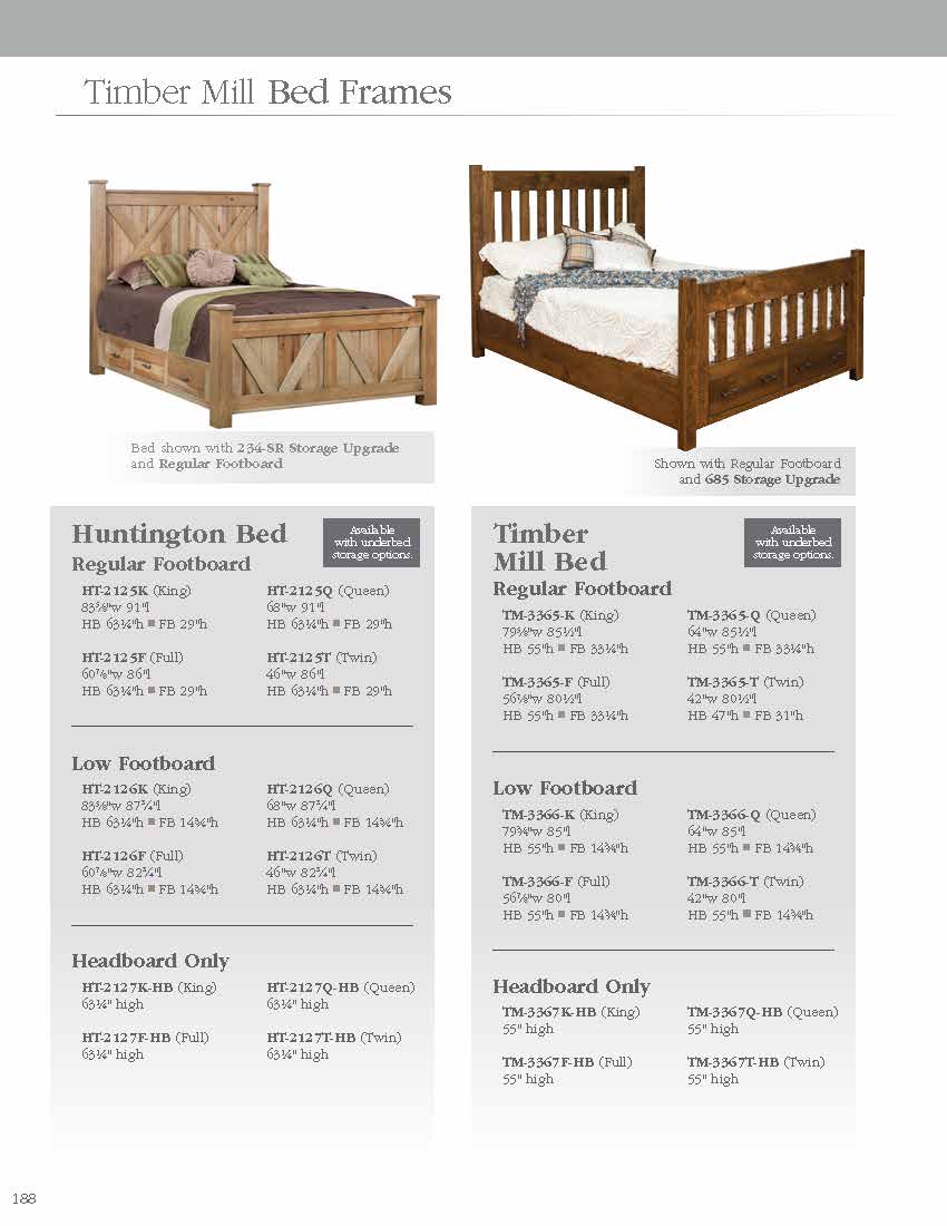 Timber Mill Bed with 234-SR Storage Upgrade and Regular Footboard
