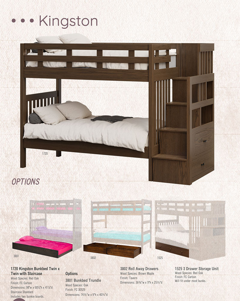 Kingston Twin xTwin Bunk Bed with Staircase
