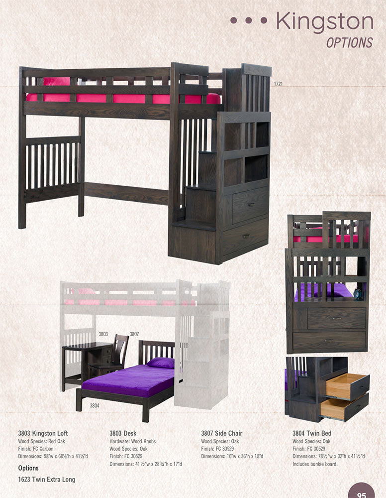 Kingston Twin xTwin Bunk Bed with Staircase
