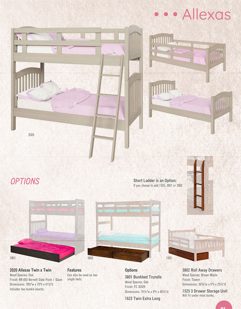 Allexas Twin x Twin Bunk Bed
