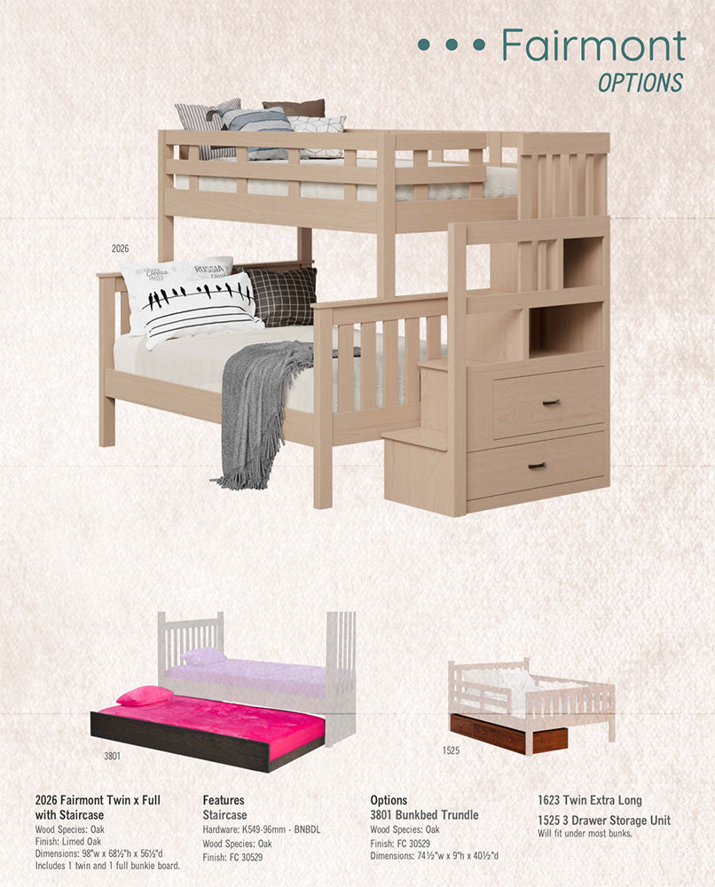 Fairmont Twin x Full Bunk Bed with Staircase