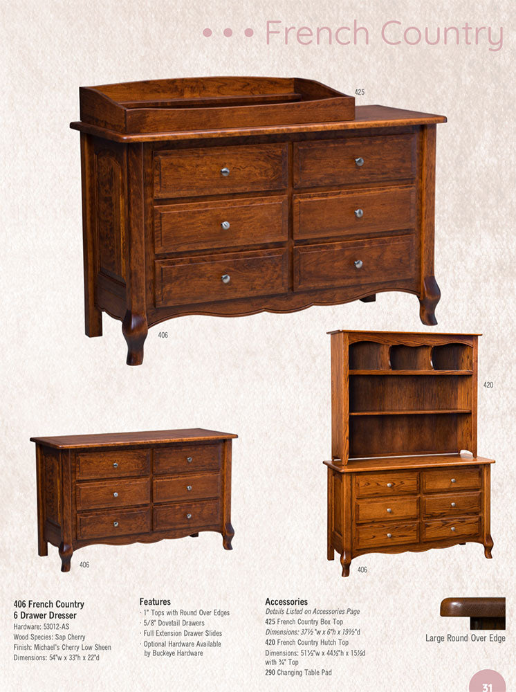 French Country 6 Drawer Chest