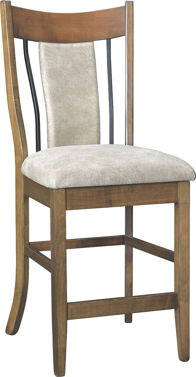 Eagle Bar Stool with Wrought Iron and Fabric Back and Seat