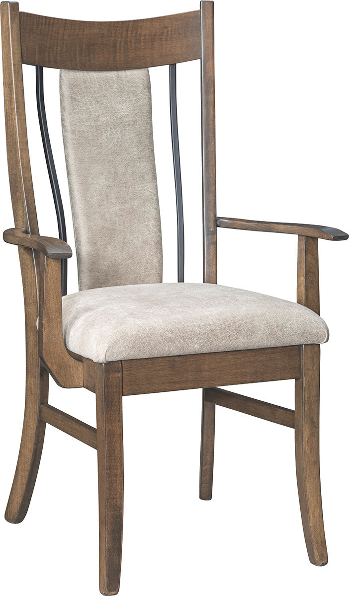 Eagle Arm Chair with Wrought Iron and Fabric Back and Seat