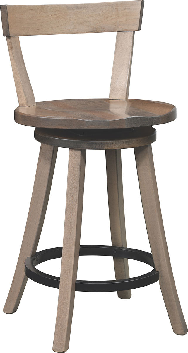 Turnstone Swivel Bar Stool with Back and Metal Ring