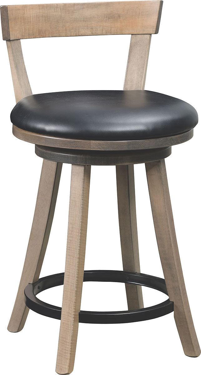 Turnstone Swivel Bar Stool with Back and Metal Ring with Fabric Seat