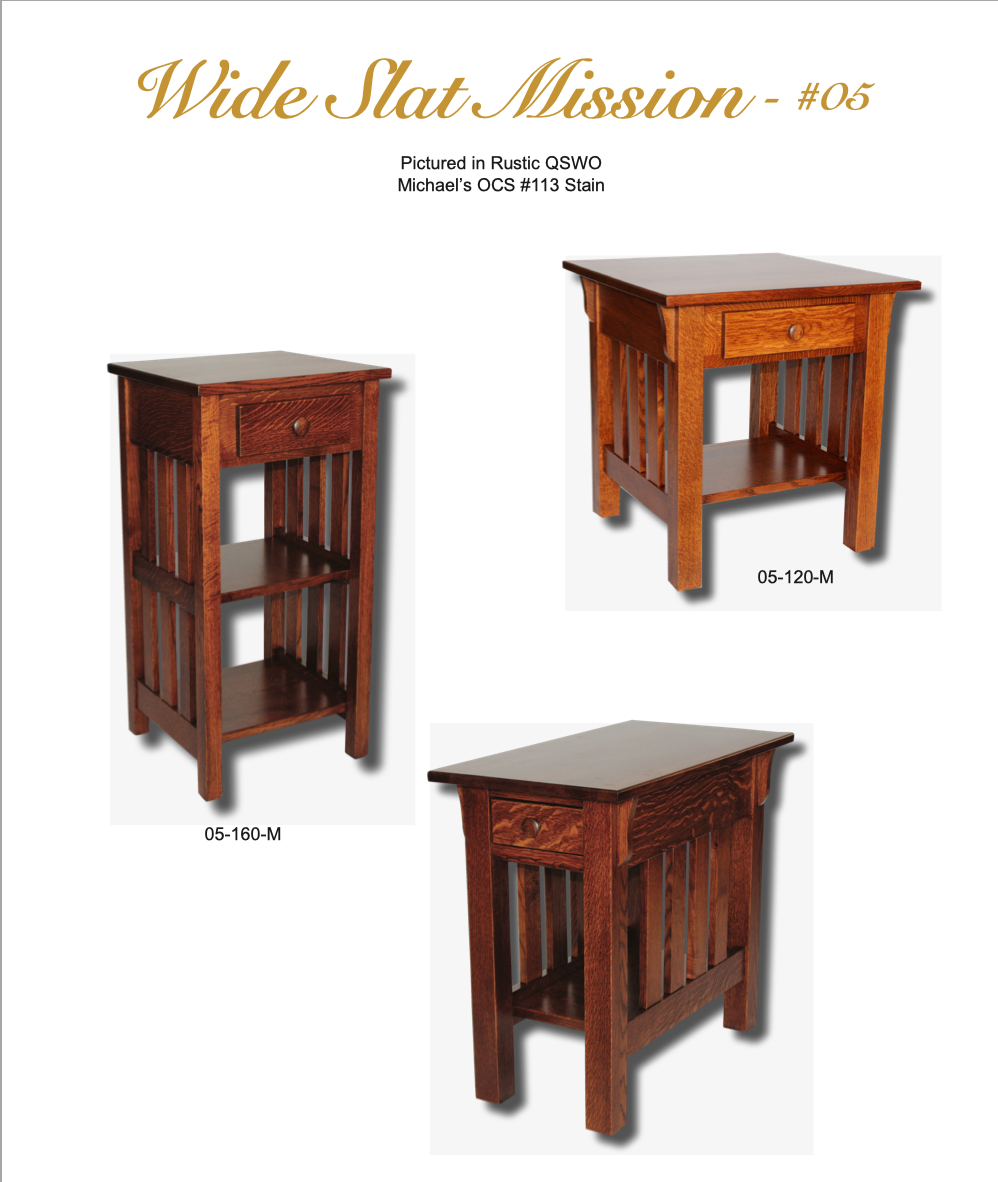 Wide Slat Mission End Table With Drawer