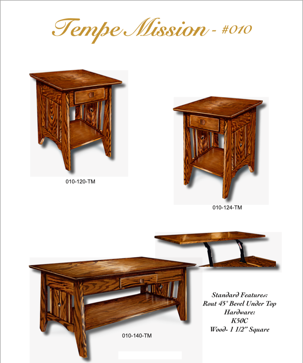 Tempe Mission 22″ x 22″ End Table With Drawer