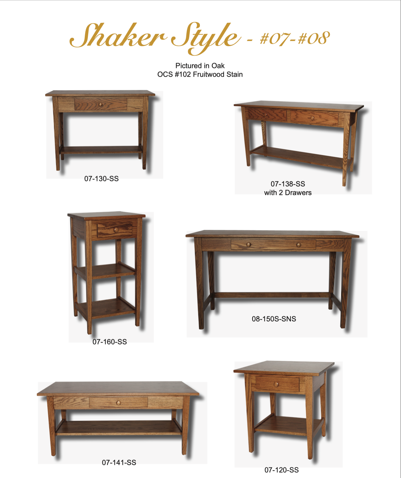 Shaker (No Shelf) Chair Side Table With Drawer