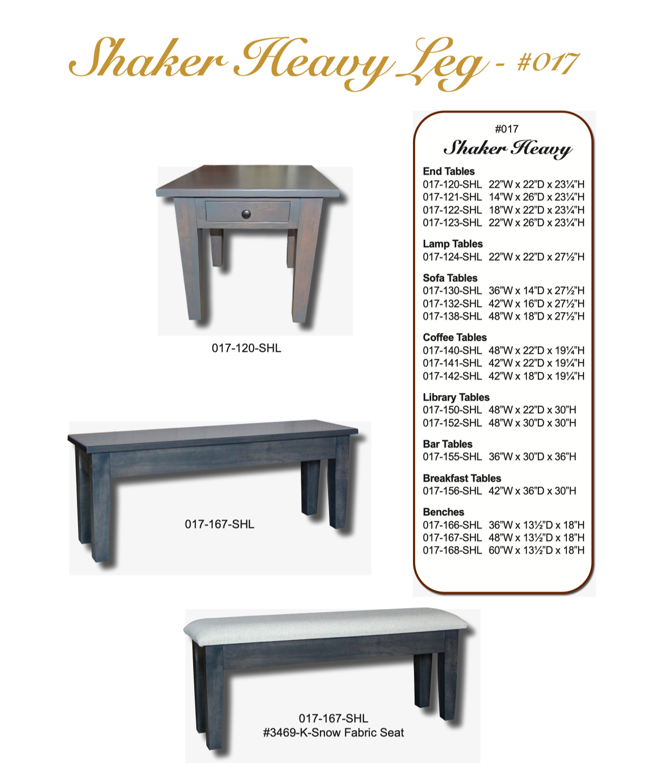 Shaker Heavy Leg End Table With Drawer