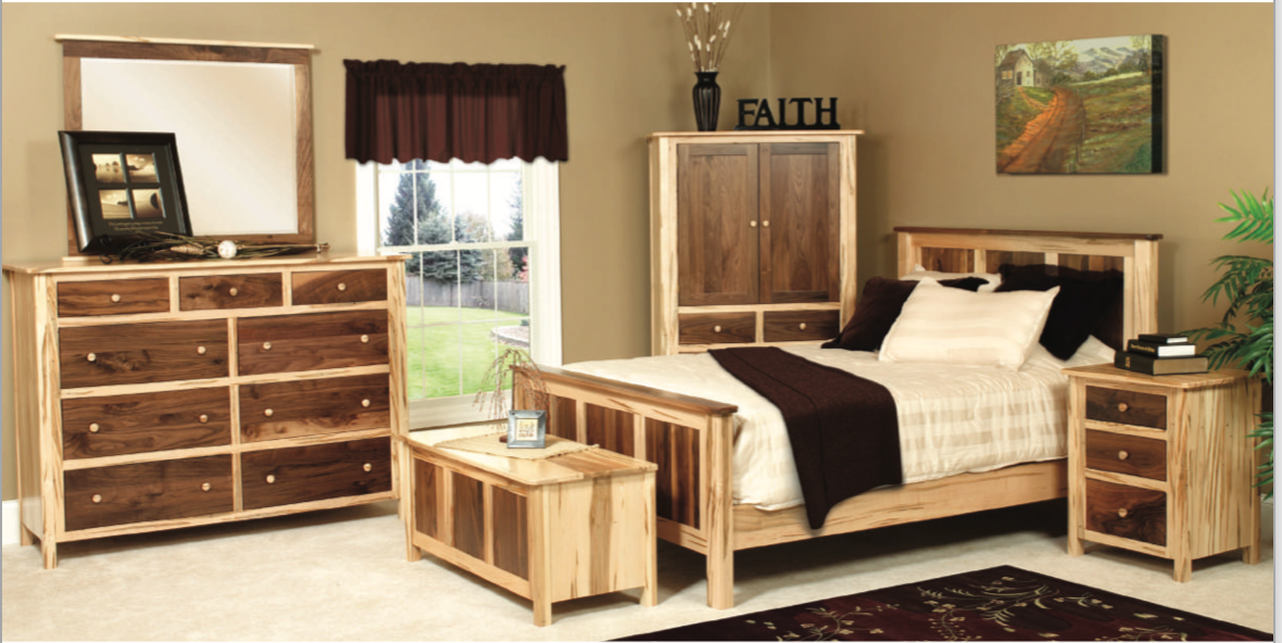 Cornwell Bedroom Set (Wormy Maple & Walnut Woods)