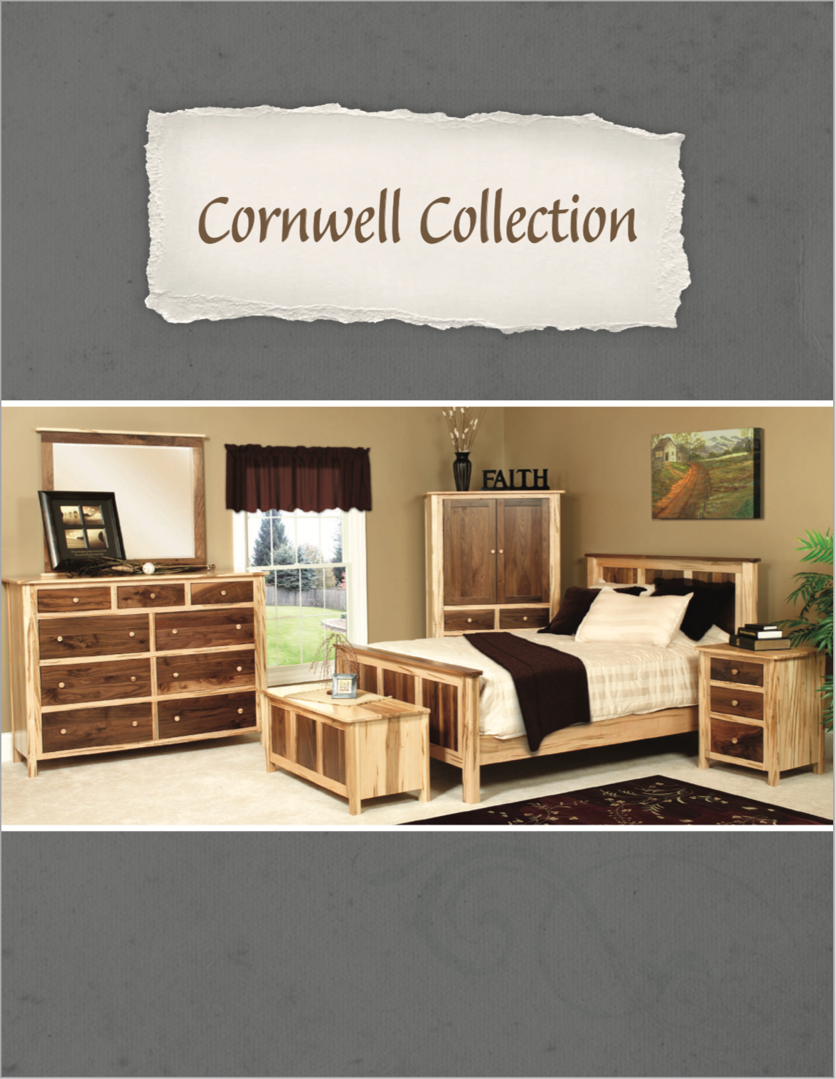 Cornwell Bedroom Set (Wormy Maple & Walnut Woods)