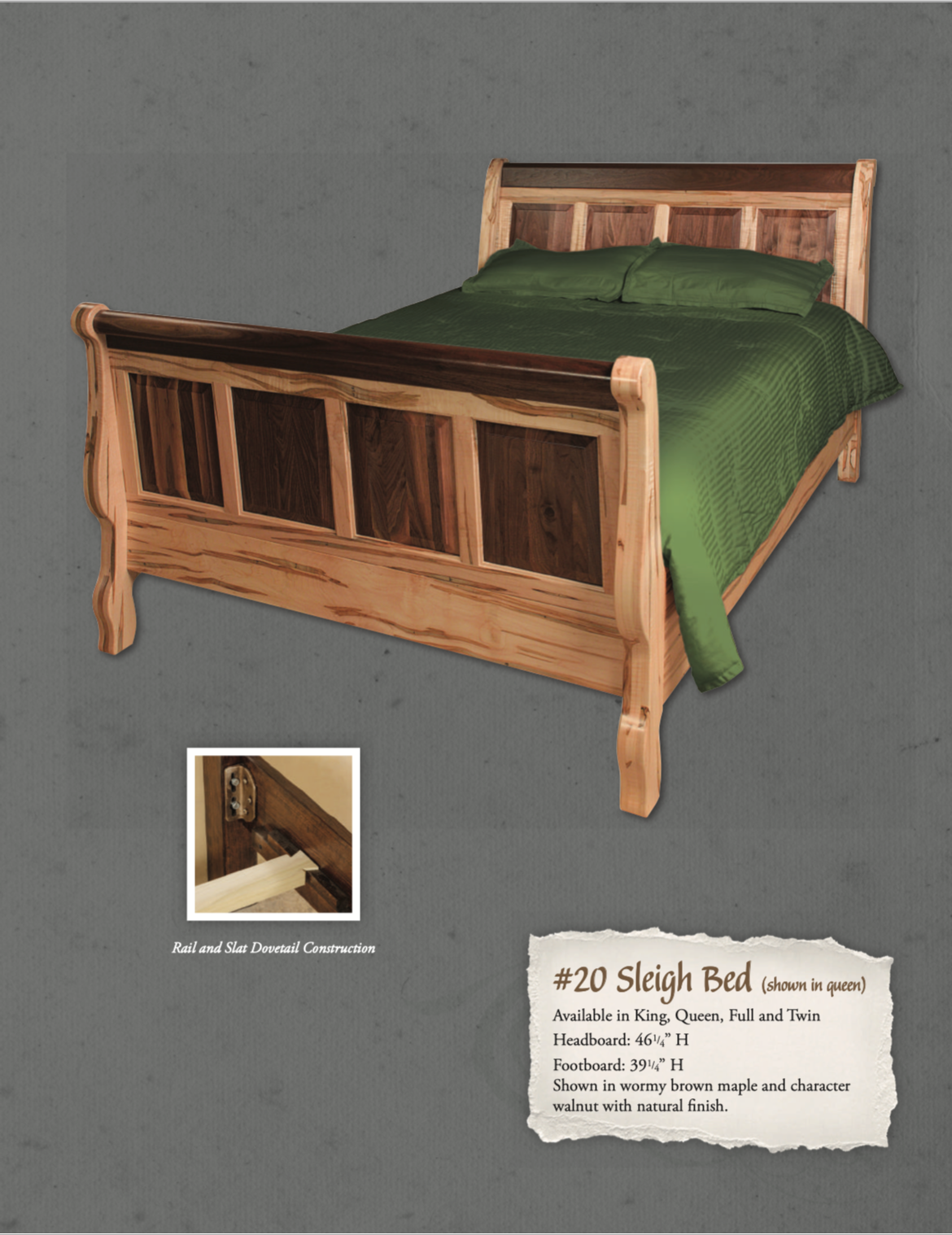 Cornwell Bedroom Set (Wormy Maple & Walnut Woods)