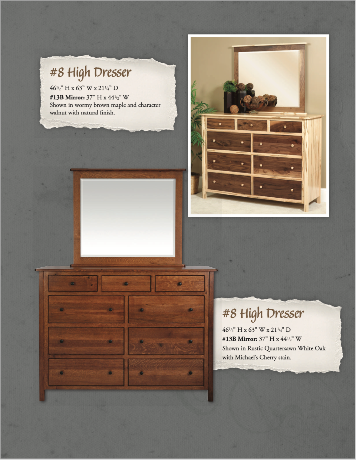 Cornwell Bedroom Set (Wormy Maple & Walnut Woods)