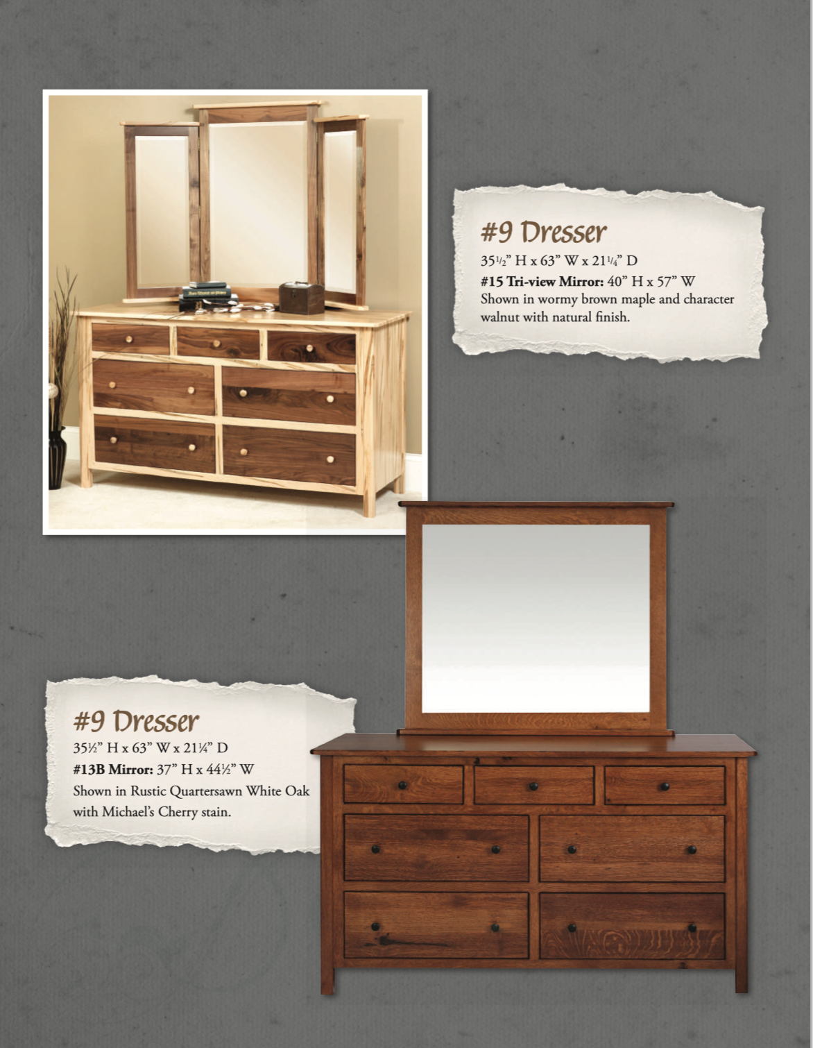 Cornwell Bedroom Set (Wormy Maple & Walnut Woods)