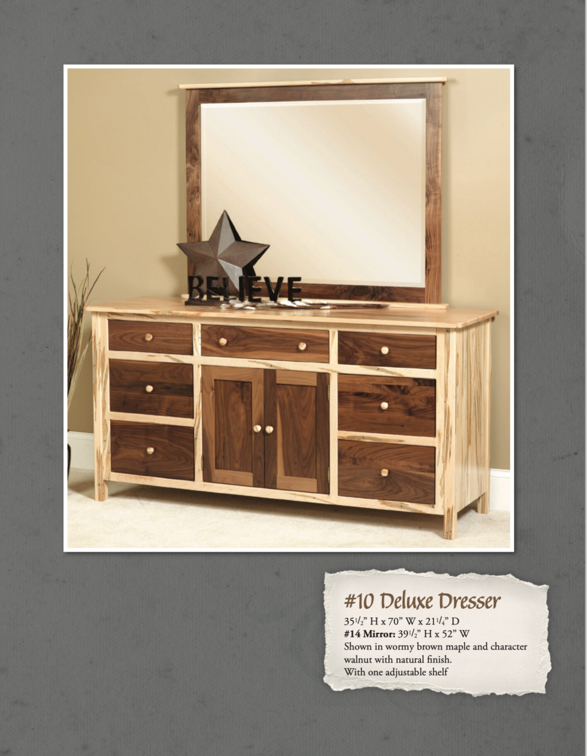 Cornwell Bedroom Set (Wormy Maple & Walnut Woods)