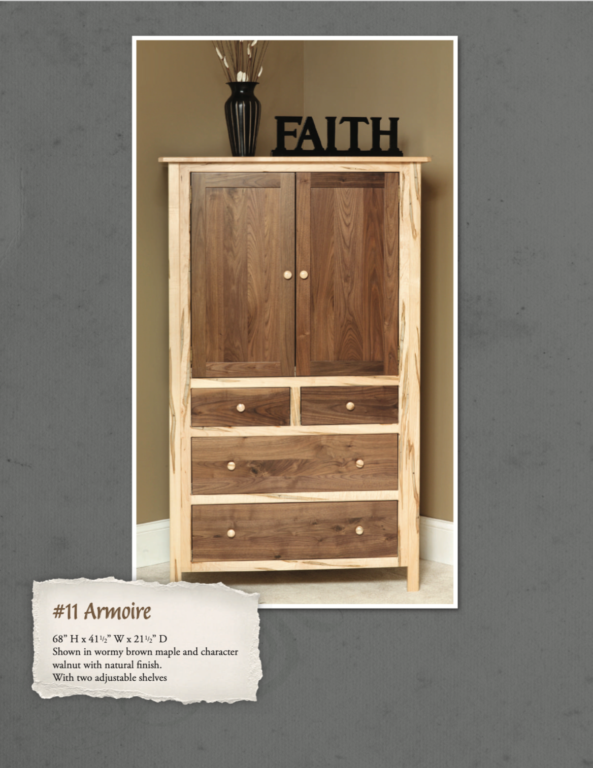 Cornwell Bedroom Set (Wormy Maple & Walnut Woods)