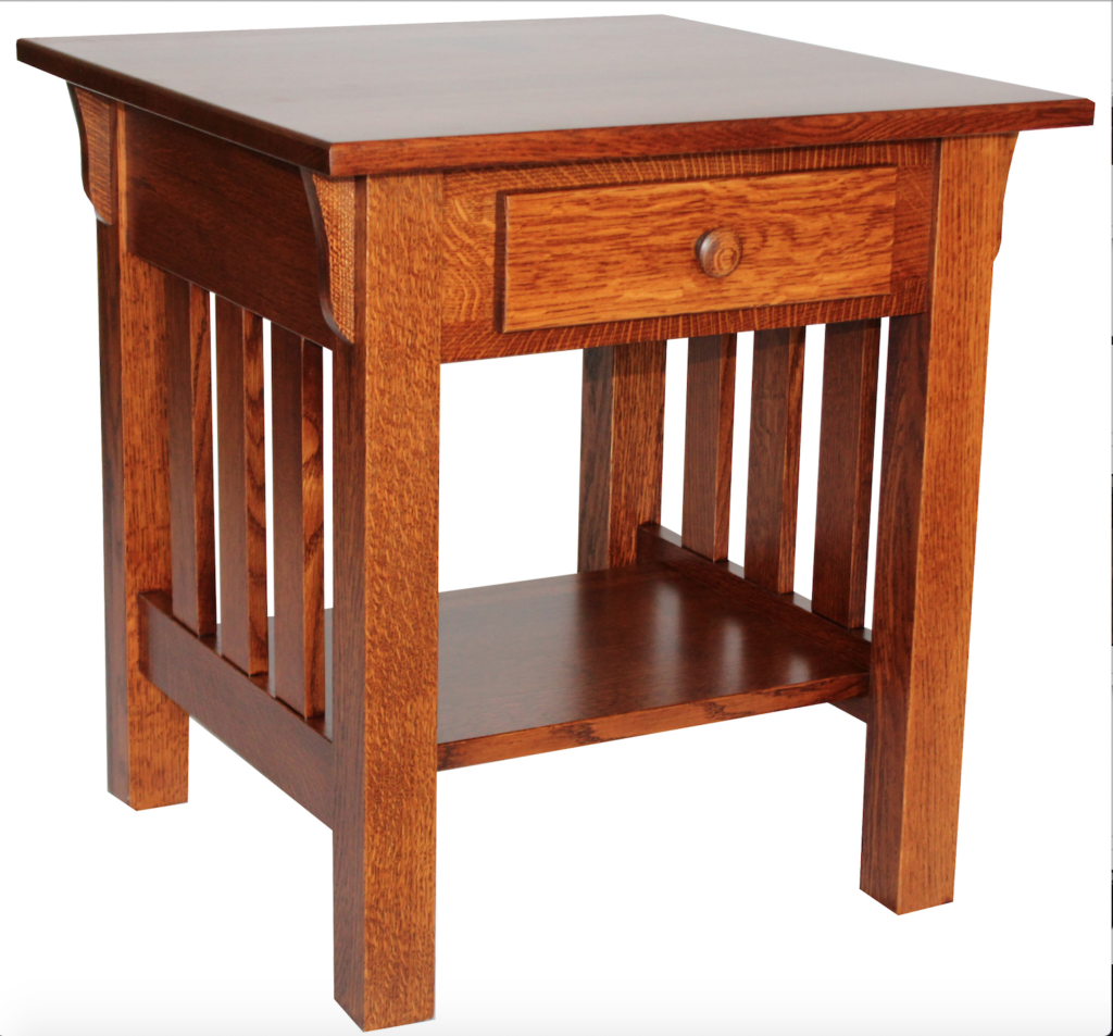 Wide Slat Mission End Table With Drawer