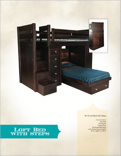 M-12 Loft Bunk Bed With Ladder