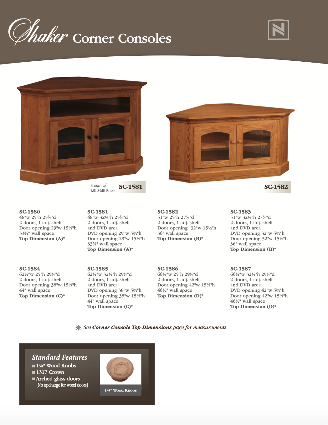 Deluxe Shaker Corner TV Stand