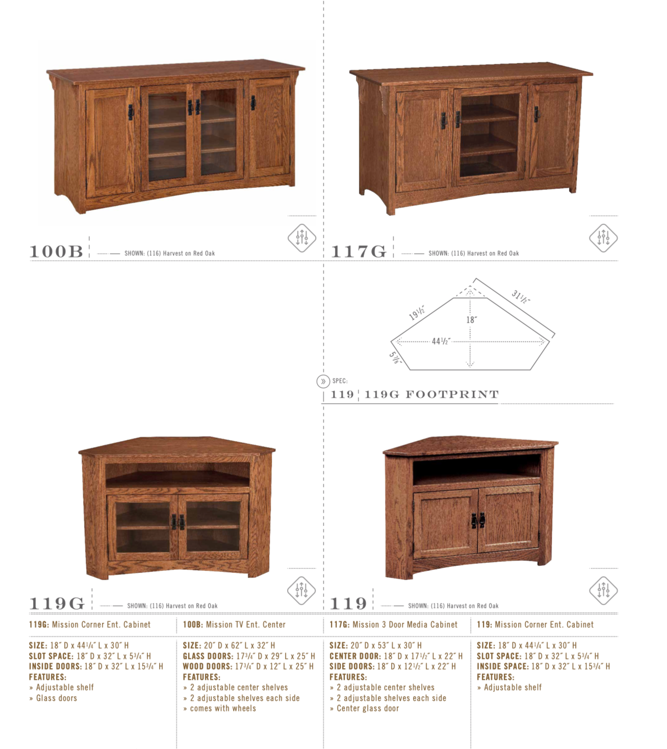 Mission 62″ TV Entertainment Center in Rustic Cherry