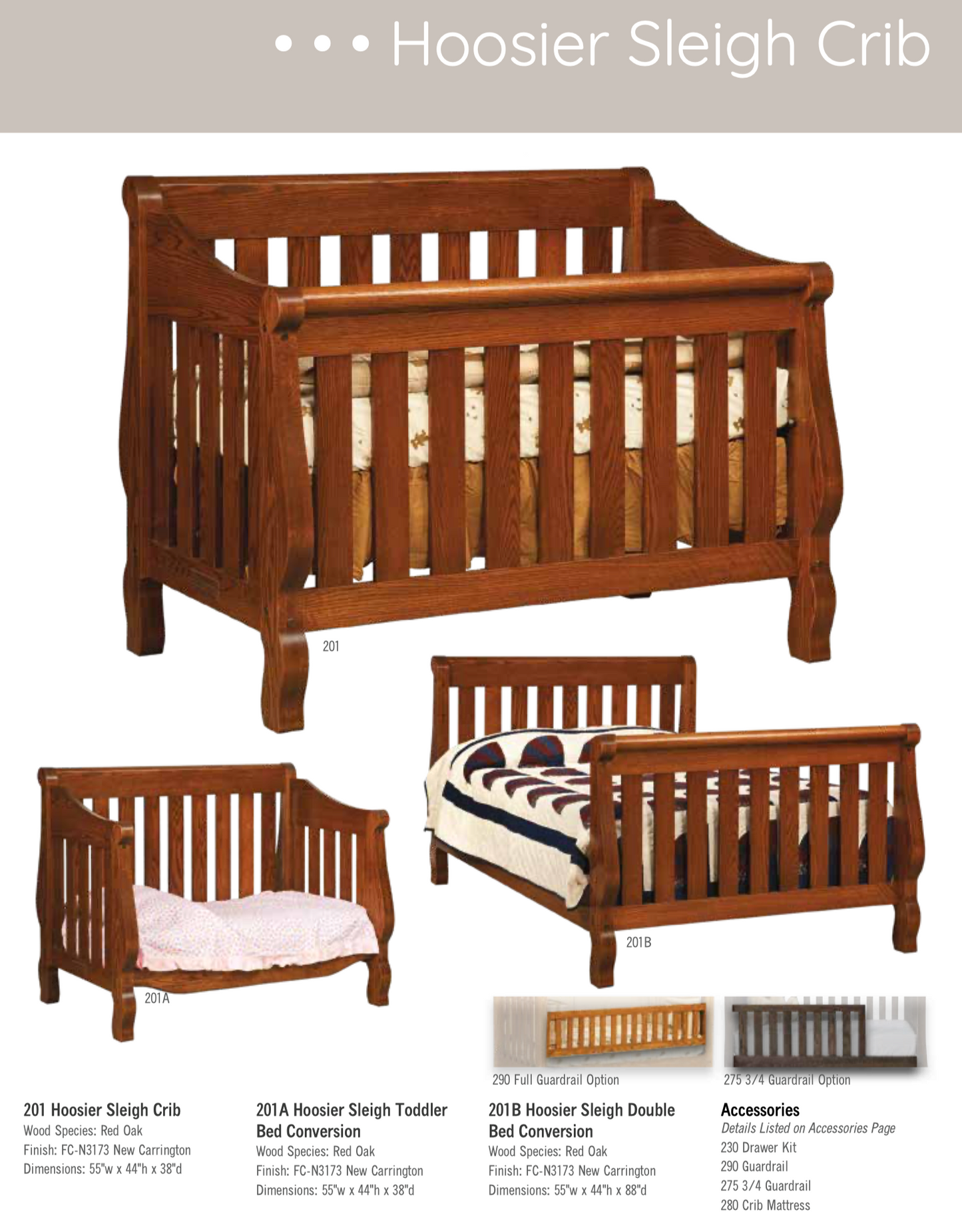 Hoosier Sleigh Convertible Crib Collection