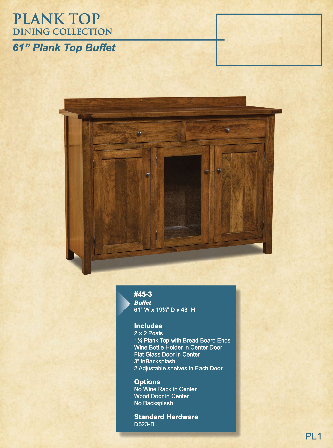 Plank Top 61″ Buffet