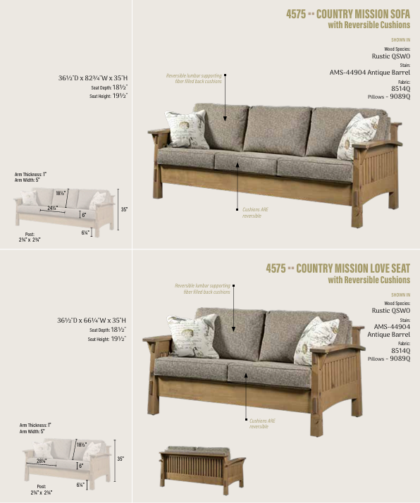 Country Mission Sofa with Reversible Cushions