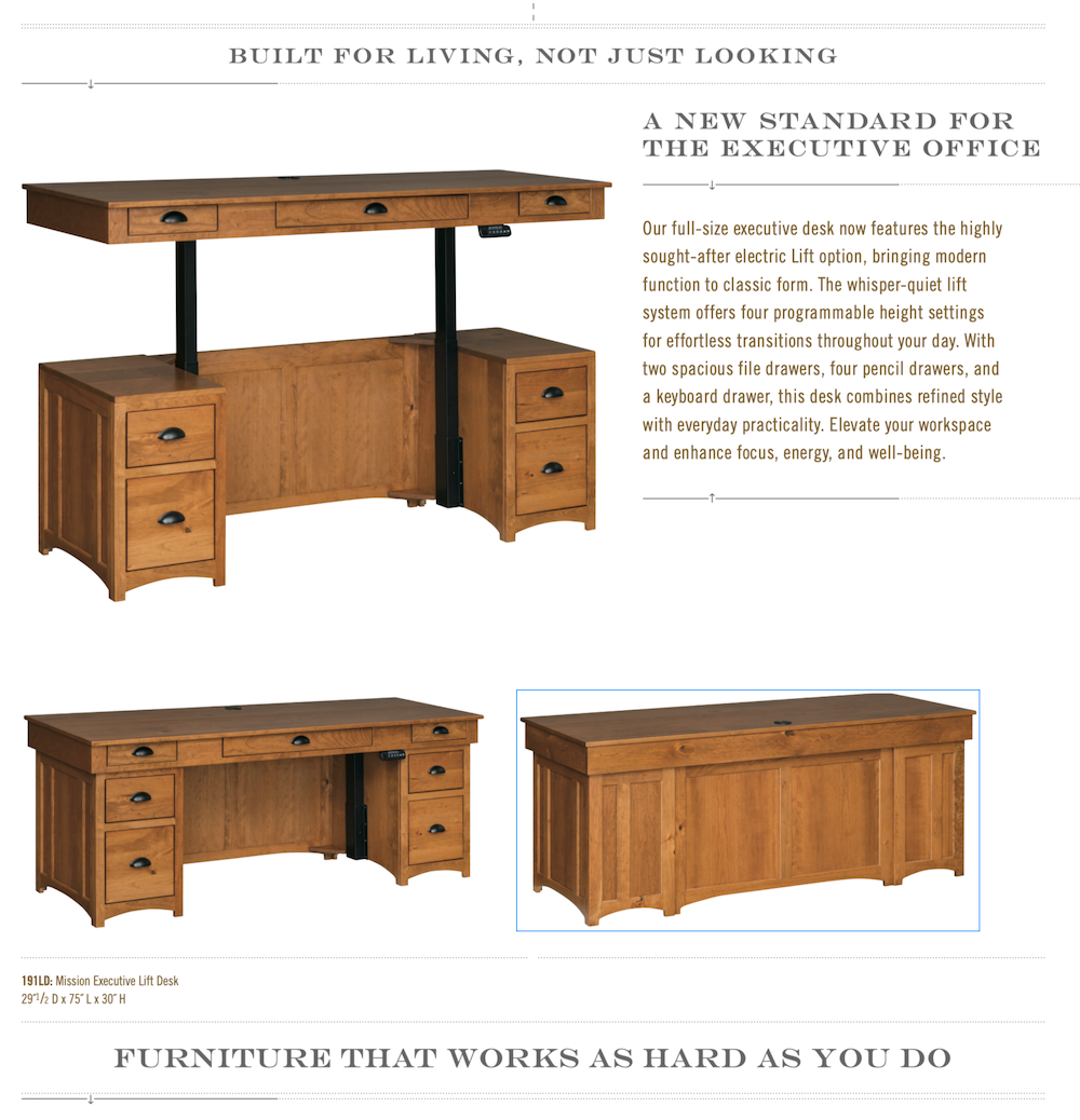 Lancaster Mission Executive Lift Desk - 75" W