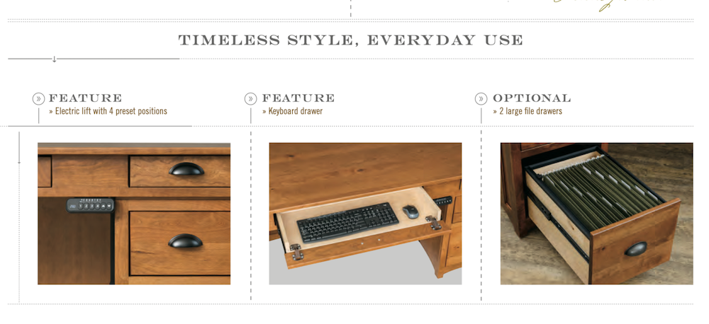 Lancaster Mission Executive Lift Desk - 75" W