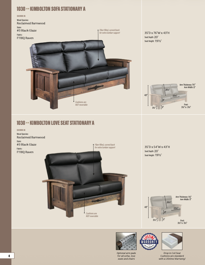 Kimbolton Love Seat, Stationary A