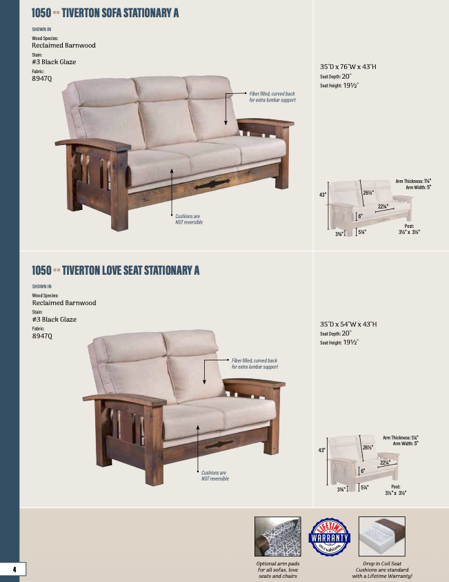 Tiverton Love Seat, Stationary A