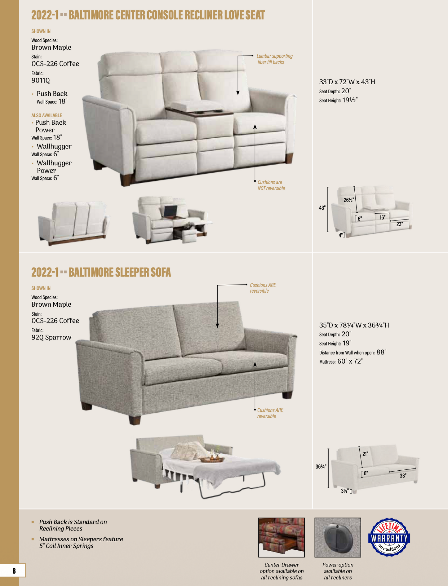 Baltimore Center Console Recliner Love Seat