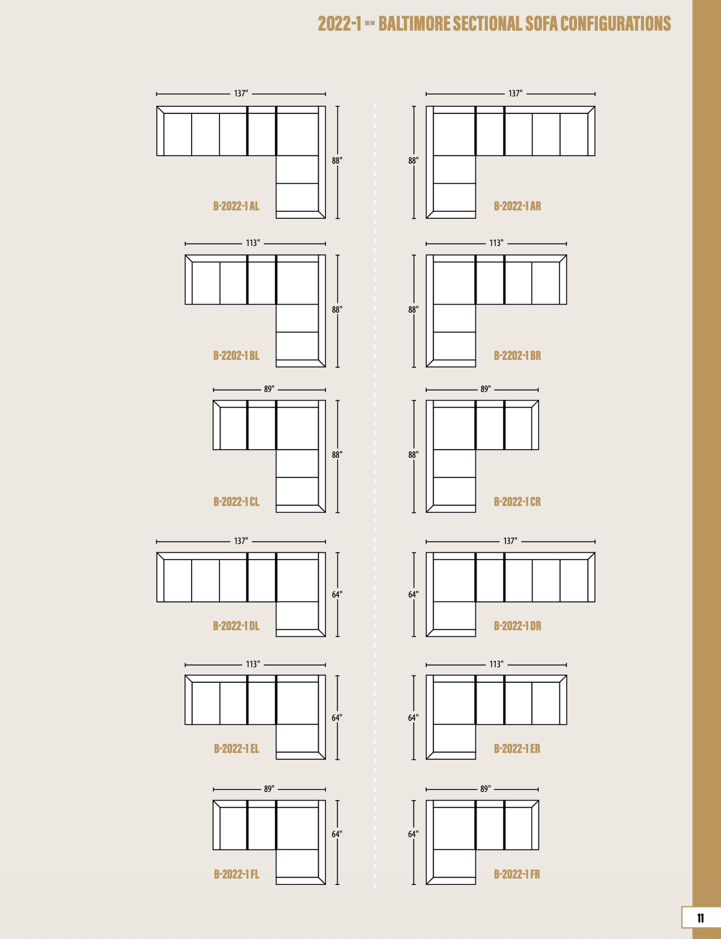 BL Baltimore Sectional Sofa, 6 seats