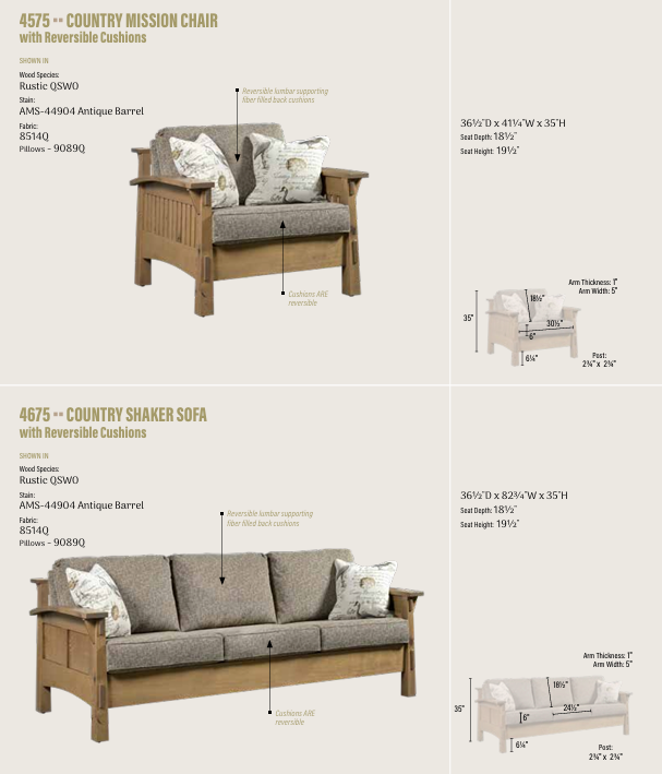 Country Mission Chair with Reversible Cushions