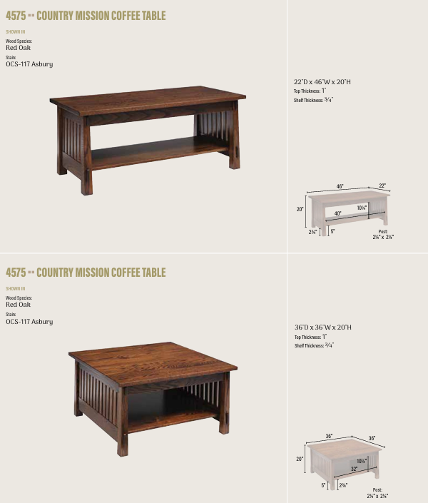 Country Mission Square Coffee Table