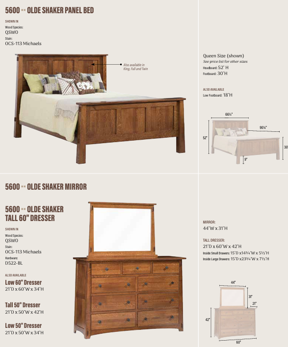 Olde Shaker Tall 60" Dresser