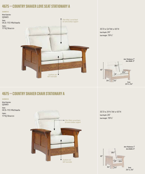 Country Shaker Chair, Stationary A